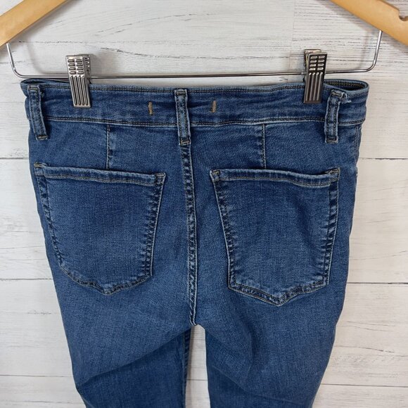 Free People Jeans Womens Size 27R Pintuck Raw Step Hem Mid Rise Medium Wash - Picture 11 of 15
